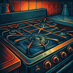 Illustration for stove, range, cooktop