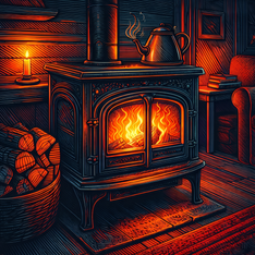 Illustration for heater, space heater, wood stove
